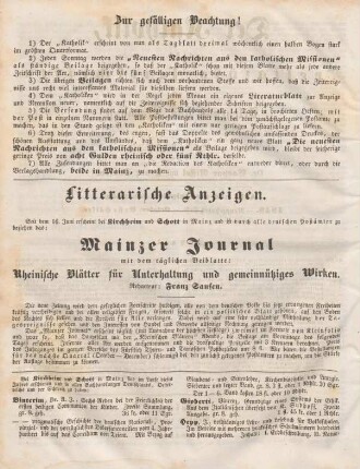 Litterarische Anzeigen