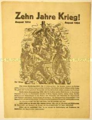 Prosowjetischer Gedenkaufruf der Kommunistischen Partei Deutschlands anlässlich 4 Jahre Weltkrieg und 6 Jahre Klassenkampf