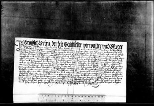 Bendedikt Grimm, geistlicher Verwalter und Bürger zu Göppingen, stellt gegen Abt Ludwig von Adelberg einen Revers aus, da dieser ihm gestattet hat(te), auf Kl.grund einen Backofen zu bauen.
