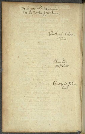 Drei Preisgedichte auf Kurfürst August und seine Söhne Alexander und Christian : Illustri Duci Saxoniae D. Christiano etc.... Drei Preisgedichte auf Kurfürst August und seine Söhne Alexander und Christian. um 1564 Blatt 2 verso angeb. an: Georgii Fabricii ... Virorum illustrium seu historiae sacrae libri IX . Dresden: SLUB App.bibl.968