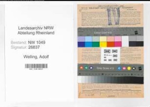 Entnazifizierung Adolf Welling , geb. 07.04.1898 (Jurist)