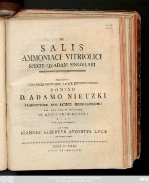 De Salis Ammoniaci Vitriolici Specie Qvadam Singvlari
