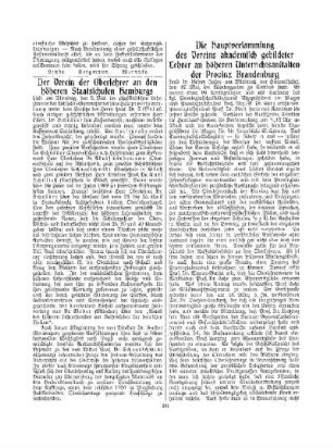 Der Verein der Oberlehrer an den höheren Staatsschulen Hamburgs