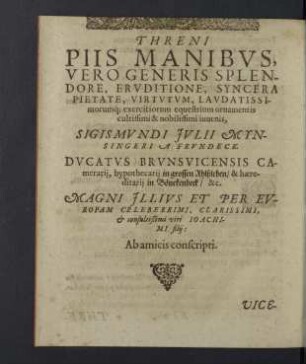 Threni Piis Manibus