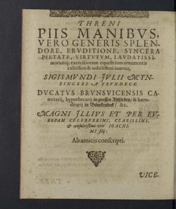 Threni Piis Manibus