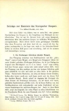 Beiträge zur Kenntnis des Stuttgarter Keupers