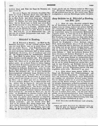 Kurze Geschichte der K. Bibliothek zu Bamberg