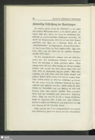 Zeitweilige Schließung der Vorlesungen