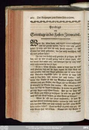 Predigt am Sonntage in der Fasten Invocavit.