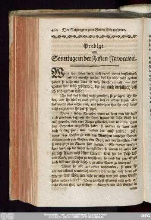 Predigt am Sonntage in der Fasten Invocavit.
