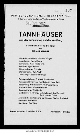 Tannhäuser und der Sängerkrieg auf der Wartburg