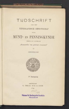 7.1899: Tijdschrift van het Koninklijk Nederlandsch Genootschap voor Munt- en Penningkunde