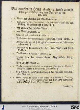 Von bemeldtem Herrn Authore seynd annoch nachfolgende Bücher bey dem Verleger zu haben.