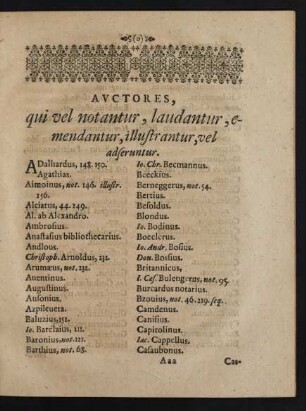 Avtores, qui vel notantur, laudantur, emendantur, illustrantur, vel adseruntur.