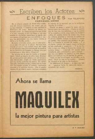 Escriben los Actores : Enfoques por Telefoto - Camarada amigo