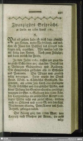 Zwanzigstes Gespräche zu Berlin am 25sten August 1782