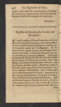 Risposta di Clorinda alla Lettera qui sovr aposta.