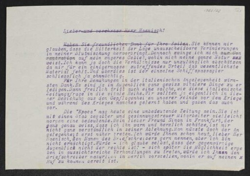 Brief von Gerhart Hauptmann an Konrad Haenisch