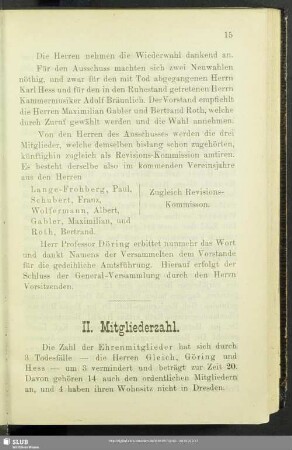 II. Mitgliederzahl