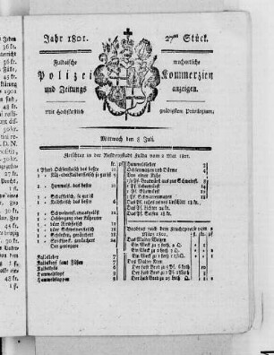 27tes Stück, Ausgabe vom 8. Juli 1801