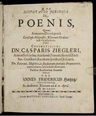Disputatio Iuridica De Poenis