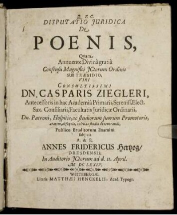 Disputatio Iuridica De Poenis