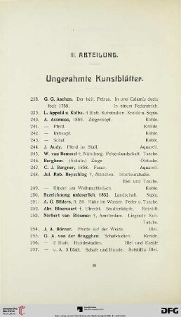 II. Abteilung. Ungerahmte Kunstblätter (Nr. 238-446)