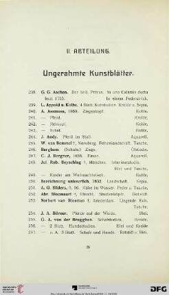II. Abteilung. Ungerahmte Kunstblätter (Nr. 238-446)