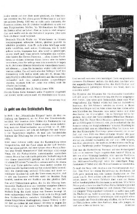 Es geht um des Erzbischofs Burg