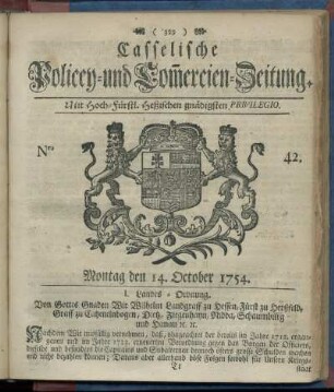 Nro. 42, Montag den 14. October 1754