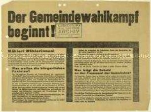 Aufruf der SPD zu den Kommunalwahlen 1929