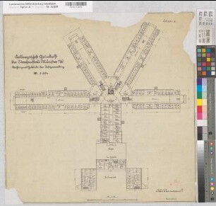 Münster (Münster) Strafanstalt Grundriß Kellergeschoß 1936 1 : 250 62 x 62 Zeichnung Staatshochbauamt Münster