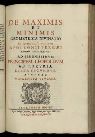 Liber 2: De maximis et minimis geometrica Divinatio. Liber Secundus