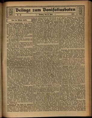 Zweite Ausgabe vom Sonntag, den 19. Juni 1927.