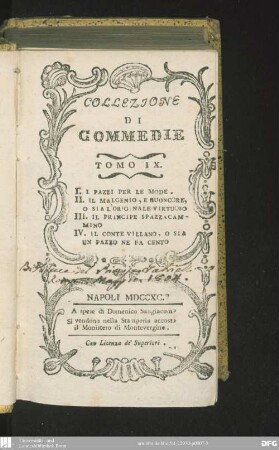 I Pazzi per le mode : commedia del Signor ... detto tragli Ereini Imeresi Reto Partenopeo Napoletano
