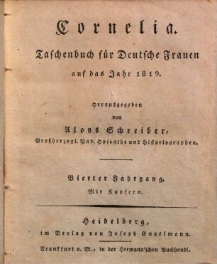 Cornelia : Taschenbuch für deutsche Frauen. 1819 = Jg. 4