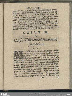 Caput III. De Causa Efficiente Concionum funebrium