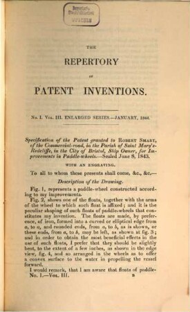 Repertory of patent inventions and other discoveries and improvements in arts, manufactures and agriculture. 3. 1844