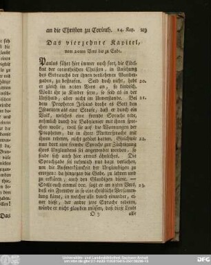 Das vierzehnte Kapitel, vom 20ten Vers bis zu Ende.