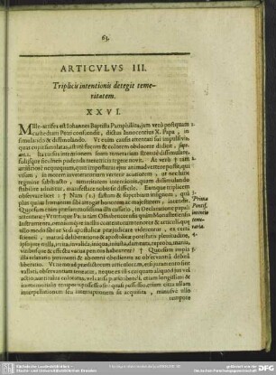 Articulus III. Triplicis intentionis detegit temeritatem