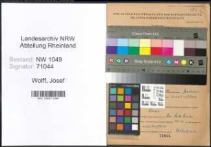 Entnazifizierung Josef Wolff , geb. 25.11.1897 (Arbeiter)