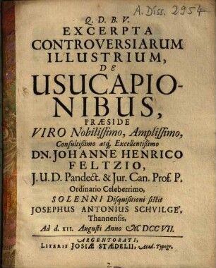 Excerpta Controversiarum Illustrium De Usucapionibus