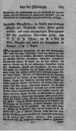 Lateinische Sprachlehre.