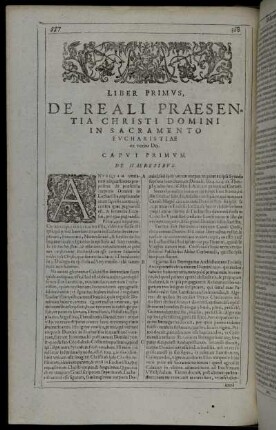 Liber Primus, De Reali Praesentia Christi Domini In Sacramento Eucharistiæ.