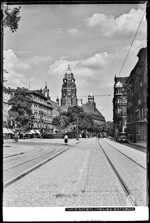 Dresden, Ringstraße mit Blick zum Neuen Rathaus
