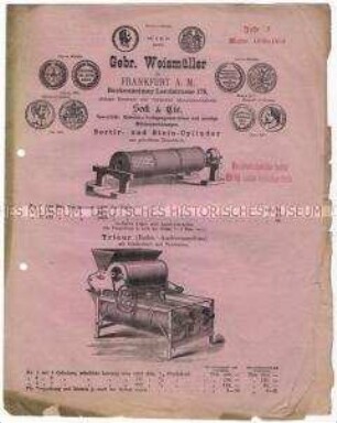Getreidereinigungsmaschinen und Zubehörgeräte der Firma Weismüller