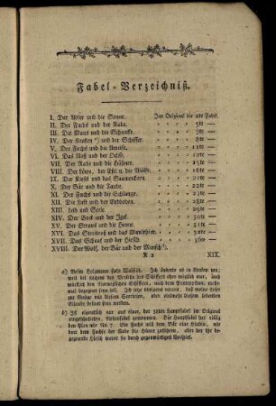 Fabel-Verzeichniß.