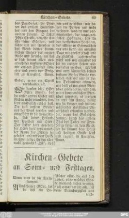 Kirchen-Gebete an Sonn- und Festtagen.