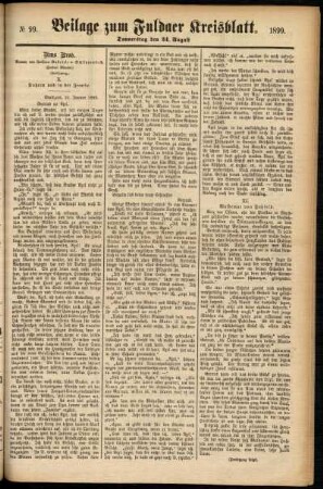 Zweite Ausgabe vom Donnerstag, den 24. August 1899.