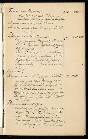 Zahlen zur Geschichte der Philosophie [teilweise in Gabelsberger-Kurzschrift]